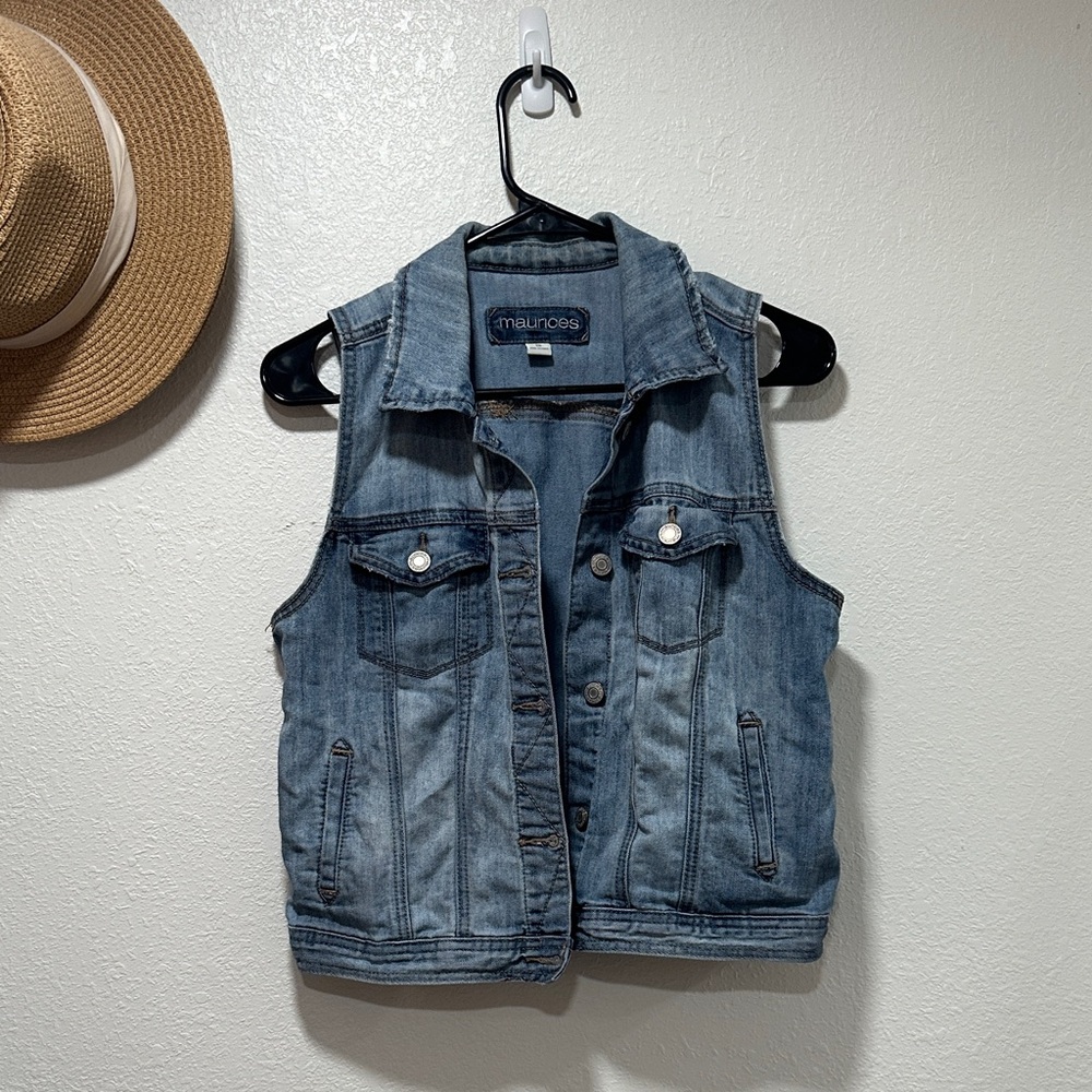Maurices Light Blue Denim Vest